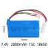 18650 7.4V lithium battery 2000mAh high rate 15C remote control toy off-road vehicle high-speed car battery