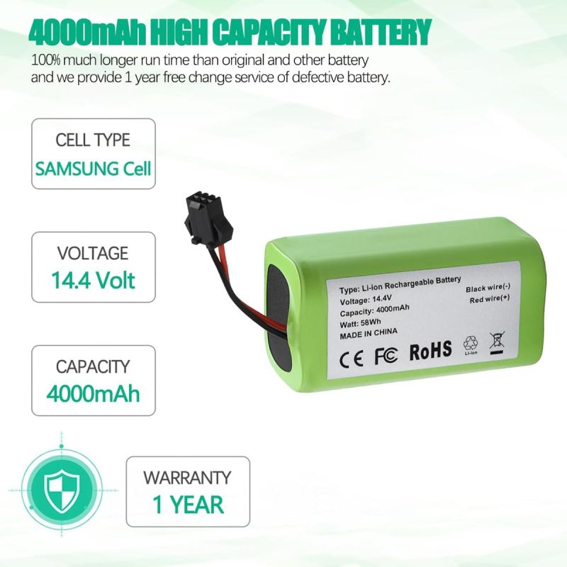 4800mAh N79 14.4V Battery for Eufy RoboVac 11 11S 30 15C 25C 35C Robot Vacuum Cleaner for Ecovacs Deebot N79 N79S Deebot 500 600 DN622, Goovi F007C D380 Robot Vacuum Cleaner Battery