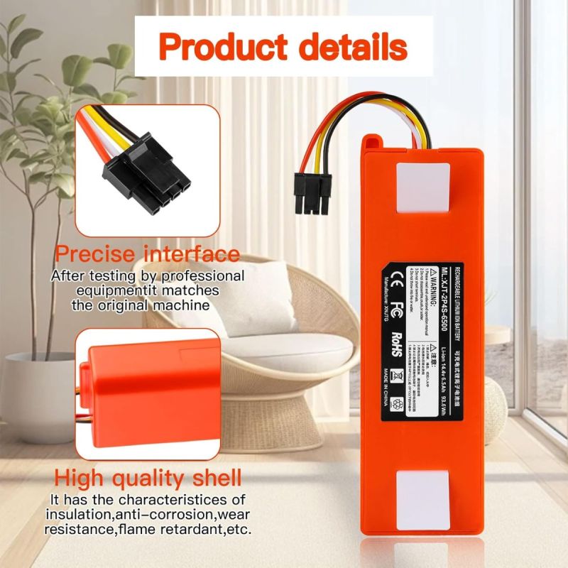 14.4V Li-ion Battery Replacement for Xiaomi Mi Robot and Roborock S55 S60 S65 S50 S51 S5 MAX S6 Robot Vacuum Cleaner for Mi Mijia Battery