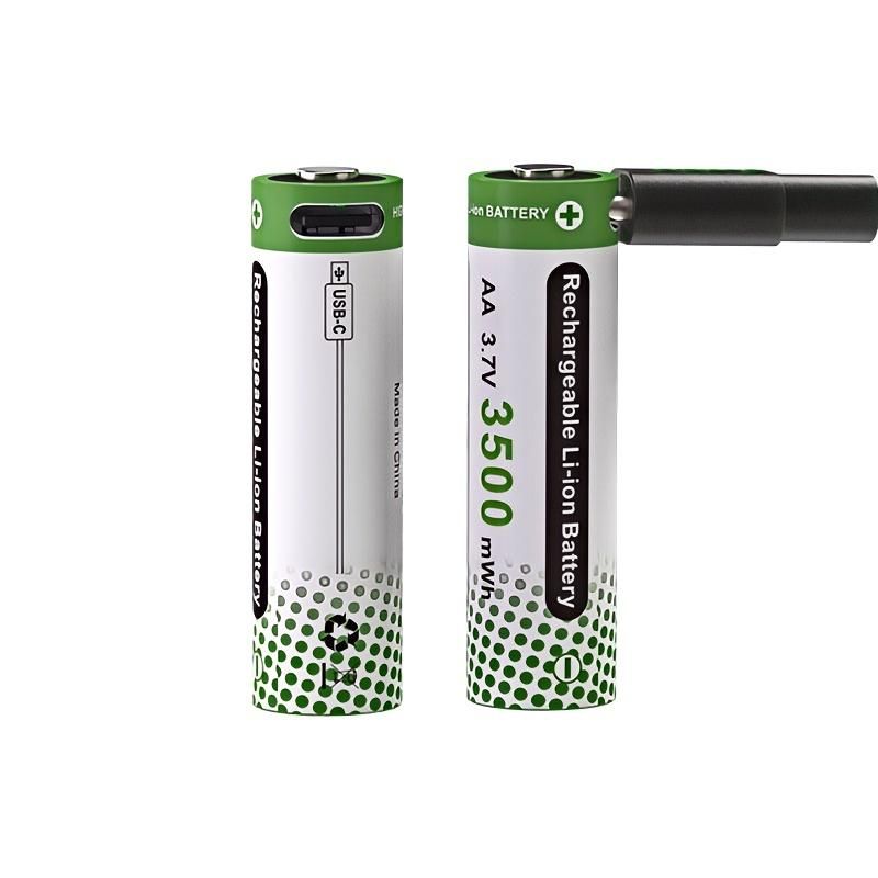 14500 Lithium Battery 3.7V 3500mWh High Capacity USB-C Rechargeable Li-ion Batteries 600 Cycles for Flashlights Gaming Drones Toys