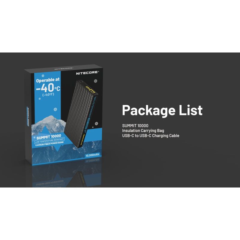 Nitecore Summit 10000 Power Bank, 10000mAh Low Temperature Fast Charging USB-C QC PD Low Temperature Power Bank