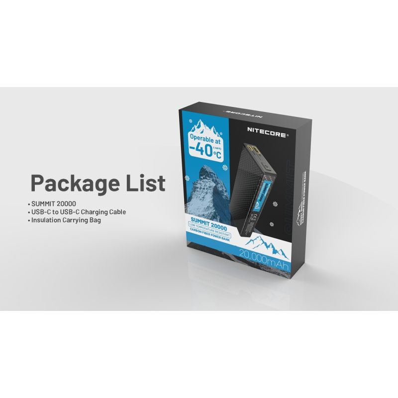 NITECORE SUMMIT 20000 -40°C Low Temperature Carbon Fiber Power Bank