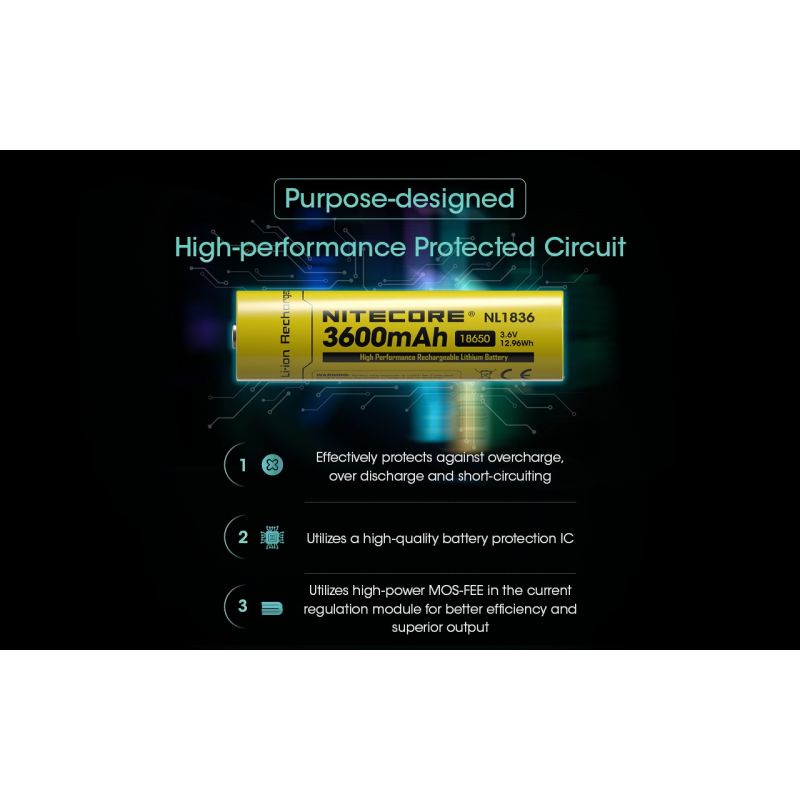 Nitecore Batteries NL1836 3.6V 3600mAh Rechargeable Battery