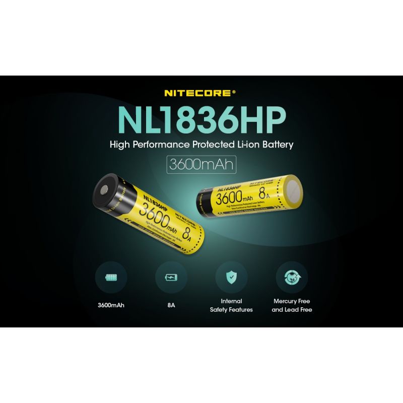 Nitecore NL1836HP 3600mAh Rechargeable 18650 Battery High Performance Batteries