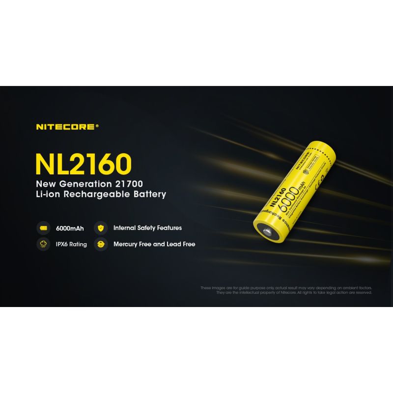 NITECORE Batteries NL2160 6000mAh 21700 Li-ion Rechargeable Battery 