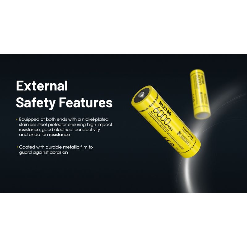 NITECORE Batteries NL2160 6000mAh 21700 Li-ion Rechargeable Battery 
