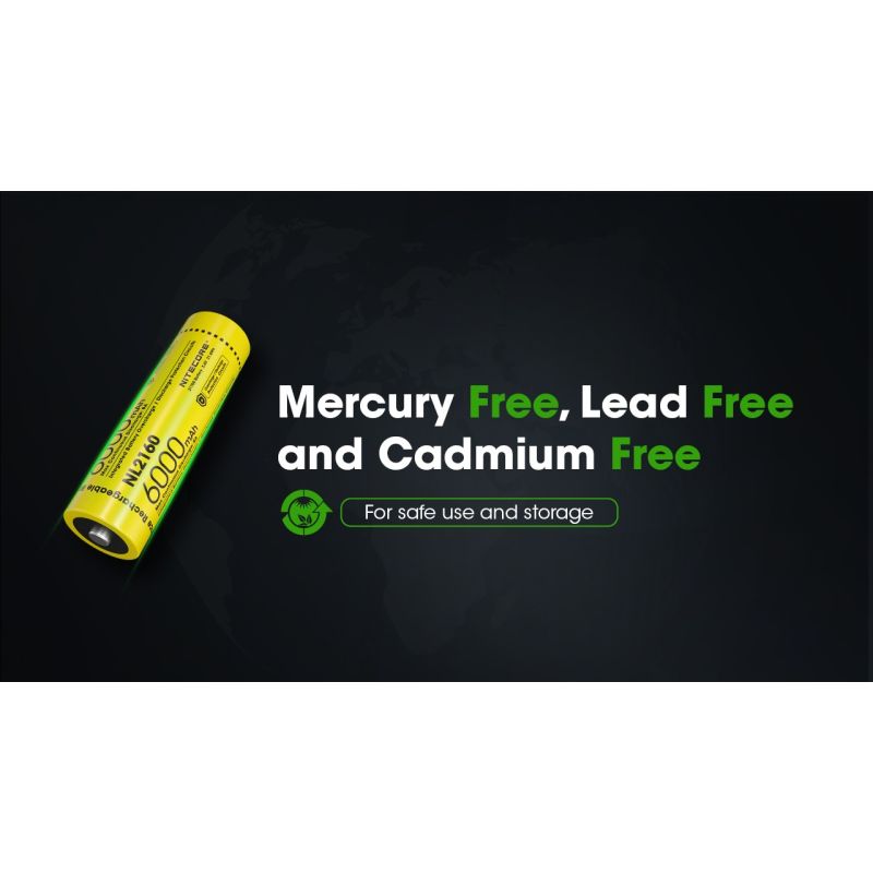 NITECORE Batteries NL2160 6000mAh 21700 Li-ion Rechargeable Battery 