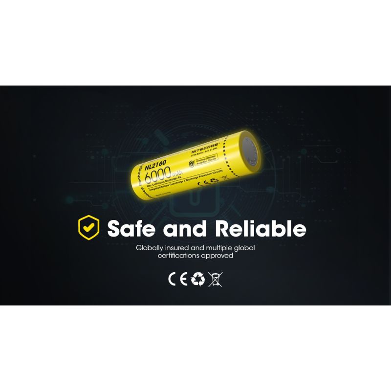 NITECORE Batteries NL2160 6000mAh 21700 Li-ion Rechargeable Battery 
