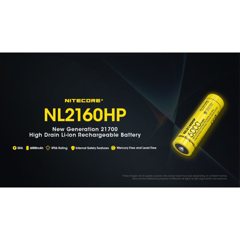 Nitecore NL2160HP 6000mAh Rechargeable 21700 Battery High Performance Batteries