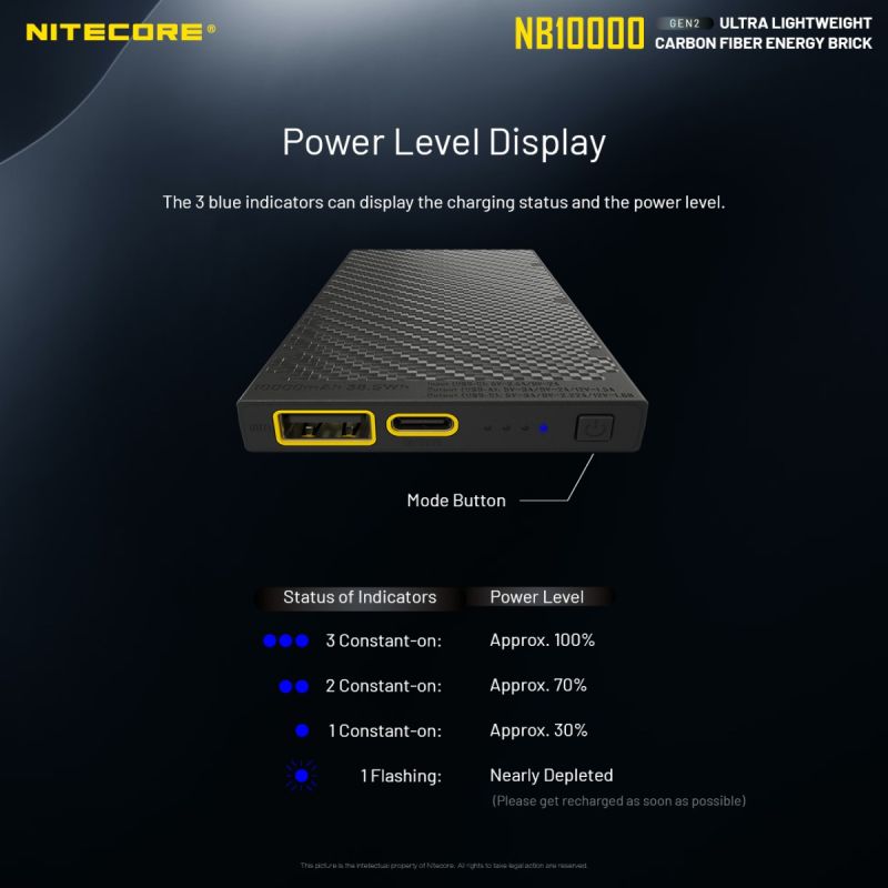 Nitecore NB10000 GEN II Quick Charge Dual-Output Type-C USB 10000mAh Power Bank