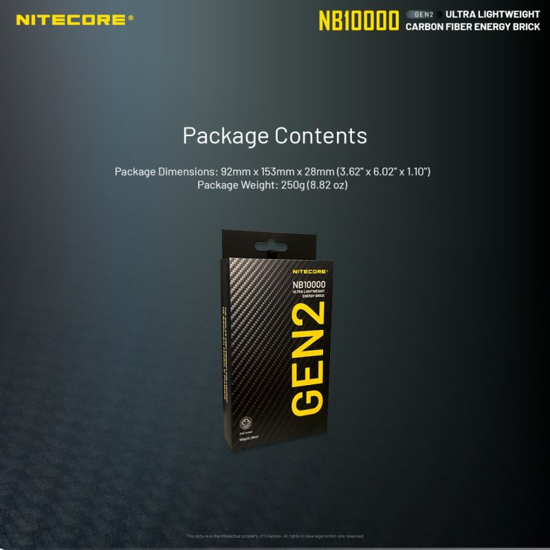 Nitecore NB10000 GEN II Quick Charge Dual-Output Type-C USB 10000mAh Power Bank