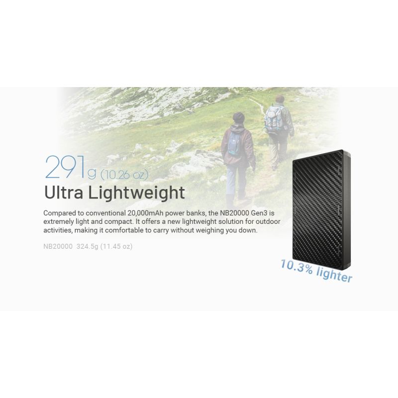 Nitecore NB20000 Gen III (GEN3) Power Bank 20000mAh Fast Charging Portable Charger Battery Pack Dual USB-C 18W 22.5W Fast Charge