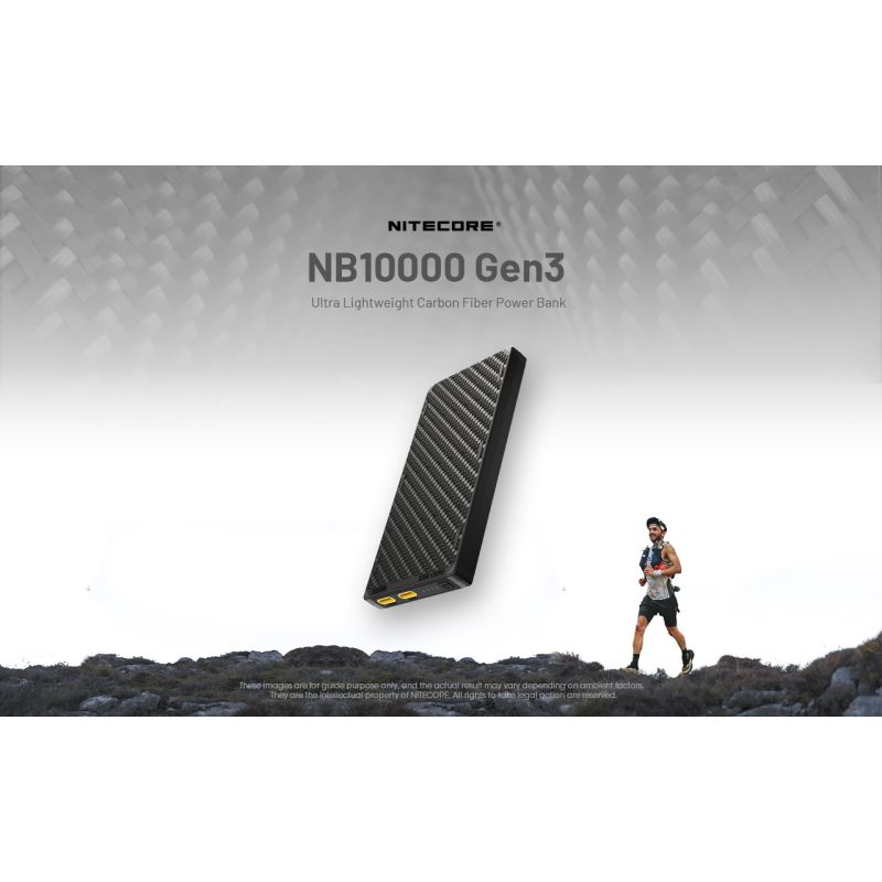 NITECORE NB10000 Gen3 Ultra Lightweight Carbon Fiber Power Bank 10000mAh Mobile Powerbank Dual USB-C 18W 22.5W Fast Charge