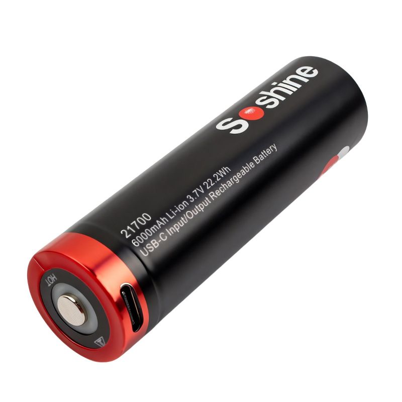 Soshine 21700 3.7V 6000mAh USB Rechargeable Li-ion Battery 