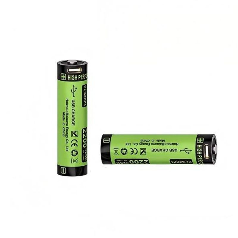 18650 Battery USB-C Rechargeable 2200mAh 3.7V Lithium Ion Batteries High Capacity Protected 800 Cycles for High Lumen Flashlights Camping Lanterns EDC Gear