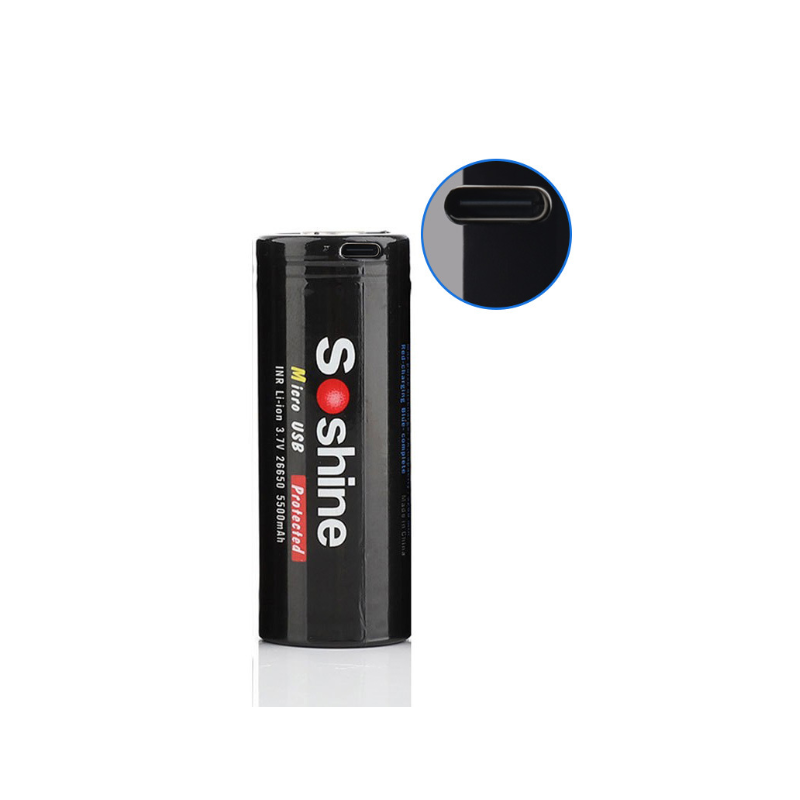Soshine 26650 3.7V 5500mAh USB Rechargeable Li-ion Battery 