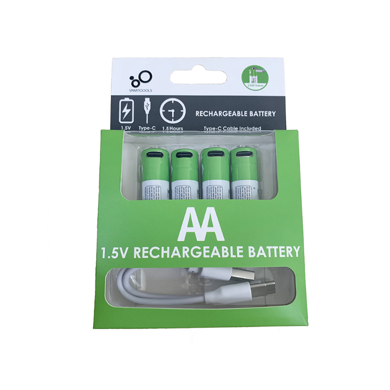 4pcs AA Battery AA Batteries, USB/Type-C AA Rechargeable Battery, High Capacity 1.5V 1733mAh 2600mWh 1.5 Hours Fast Charge