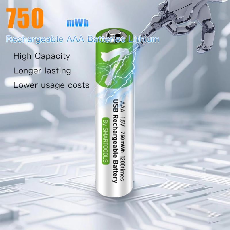 1.5V 4pcs AAA Battery AAA Batteries, USB/Type-C AAA Rechargeable Battery
