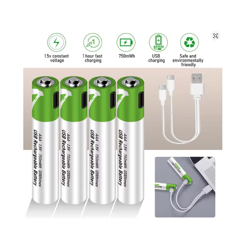 1.5V 4pcs AAA Battery AAA Batteries, USB/Type-C AAA Rechargeable Battery