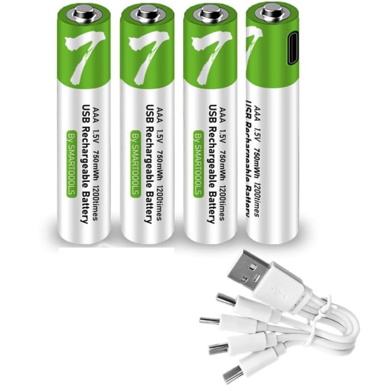 1.5V 4pcs AAA Battery AAA Batteries, USB/Type-C AAA Rechargeable Battery