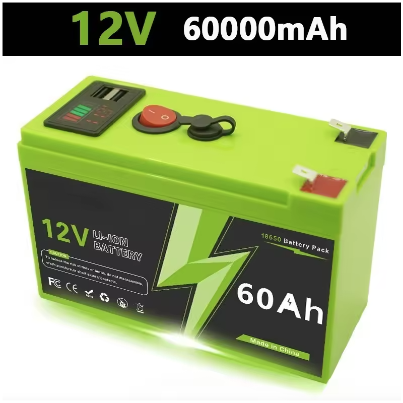 12V 60Ah Portable Rechargeable Battery with USB Power Display Multi-Use Backup Power Supply
