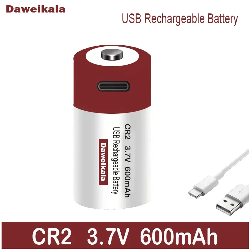 CR2 Li-ion USB Rechargeable Battery 3.7V 600mah Type-C Lithium batterie