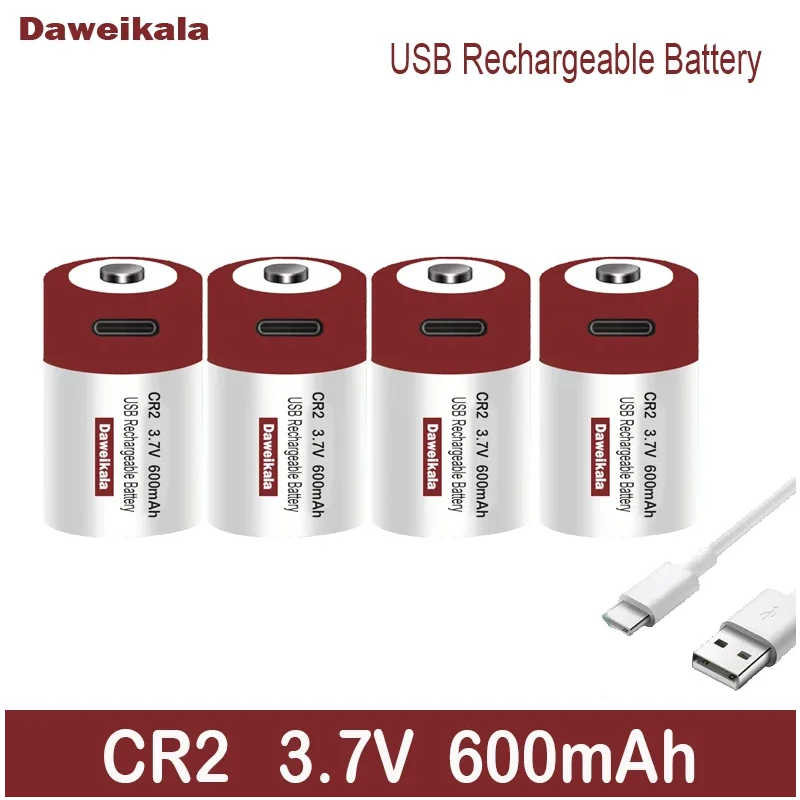 CR2 Li-ion USB Rechargeable Battery 3.7V 600mah Type-C Lithium batterie