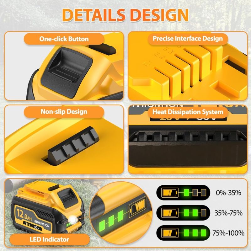 12000mAh Replace Battery for Dewalt 20V/60V Max Batteries Compatible with Dewalt 20V/60V Cordless Power Tools DCB606 DCB609 DCB612 DCB200 DCB206 DCB207