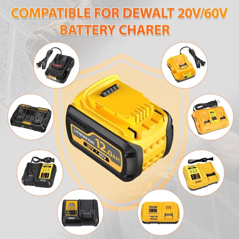 12000mAh Replace Battery for Dewalt 20V/60V Max Batteries Compatible with Dewalt 20V/60V Cordless Power Tools DCB606 DCB609 DCB612 DCB200 DCB206 DCB207