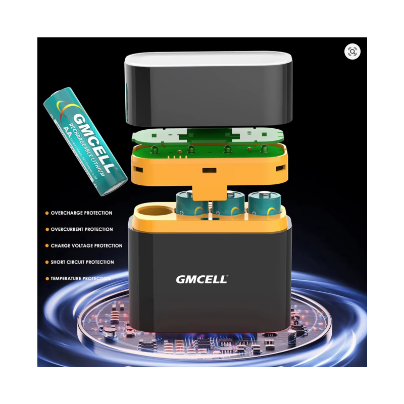 Rechargeable AA Battery Lithium 4 Pack with Charger - 3000mWh 1.5V Li-ion Rechargeable AA Battery