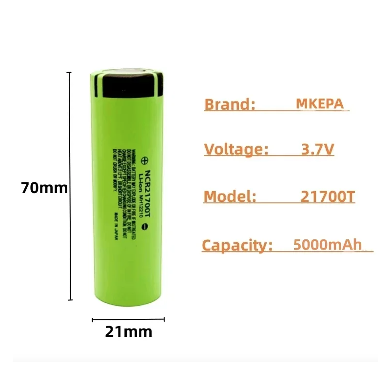 21700 Rechargeable Battery 3.7V 5000mAh NCR21700T Li-ion High Discharge Batteries