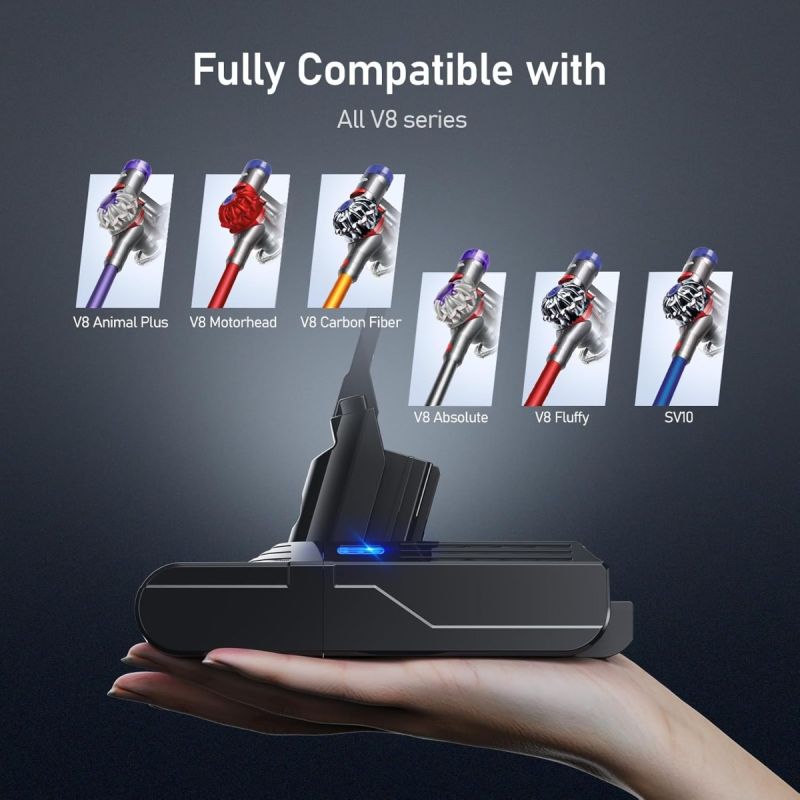 Battery Replacement for Dyson V8, 21.6V 3000mAh Li-ion Battery Compatible with SV10 V8 Replacement Battery