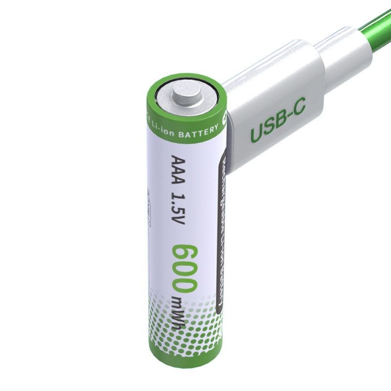 AAA Rechargeable Batteries 1.5V USB-C Lithium 10440 Battery 600mWh High Capacity 600 Cycles for Remote Control Game Controller Smart Lock Camping Light