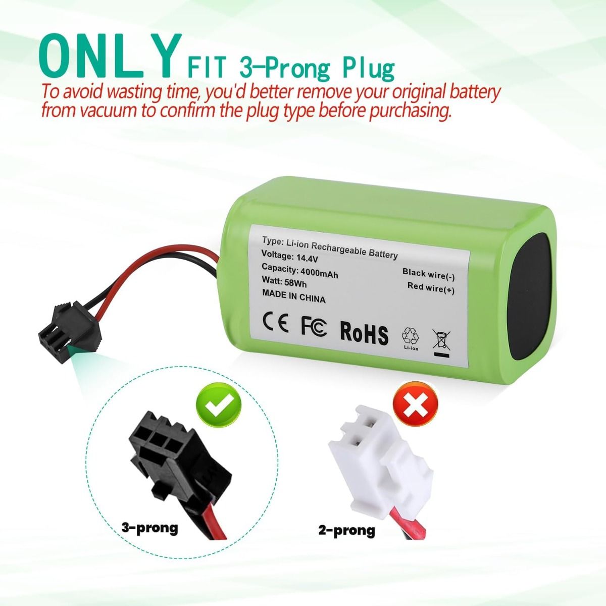 4800mAh N79 14.4V Battery for Eufy RoboVac 11 11S 30 15C 25C 35C Robot Vacuum Cleaner for Ecovacs Deebot N79 N79S Deebot 500 600 DN622, Goovi F007C D380 Robot Vacuum Cleaner Battery