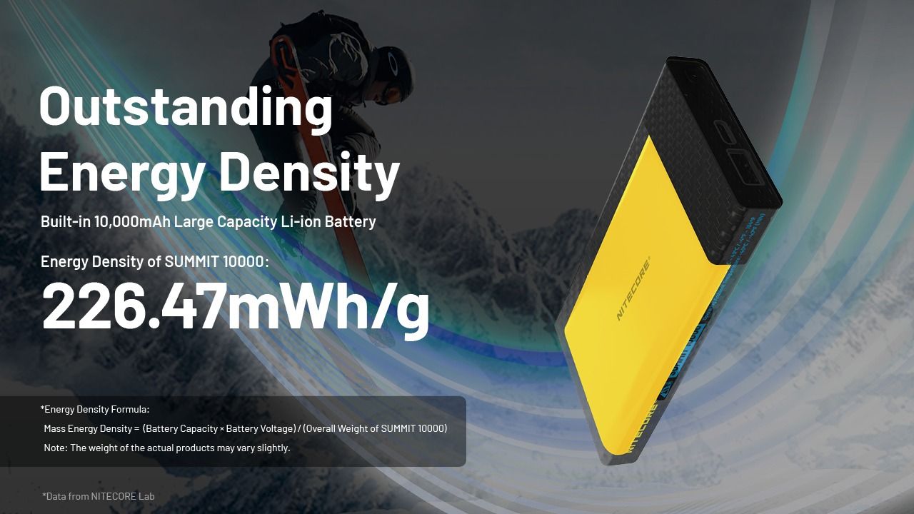 Nitecore Summit 10000 Power Bank, 10000mAh Low Temperature Fast Charging USB-C QC PD Low Temperature Power Bank