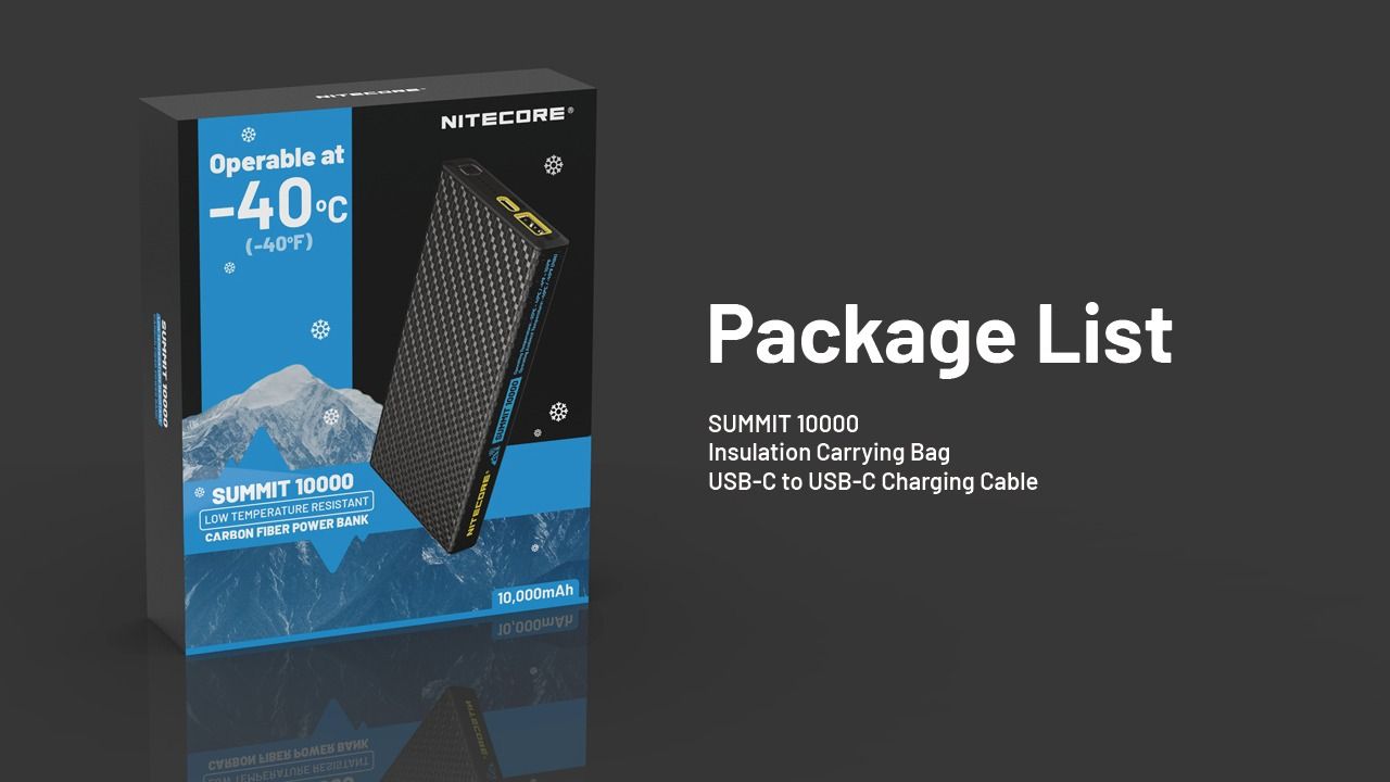 Nitecore Summit 10000 Power Bank, 10000mAh Low Temperature Fast Charging USB-C QC PD Low Temperature Power Bank