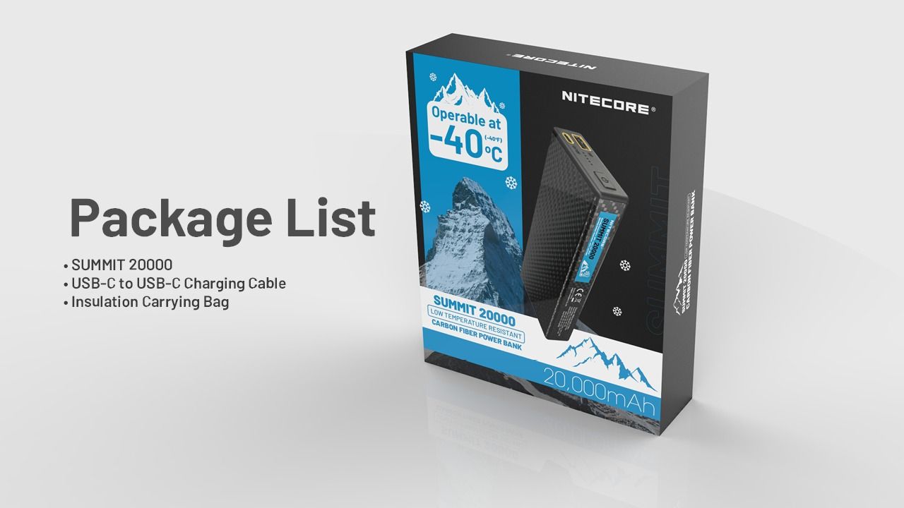NITECORE SUMMIT 20000 -40°C Low Temperature Carbon Fiber Power Bank