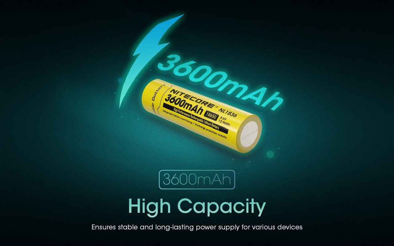 Nitecore Batteries NL1836 3.6V 3600mAh Rechargeable Battery