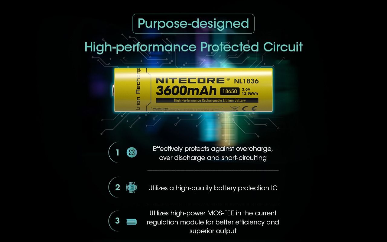 Nitecore Batteries NL1836 3.6V 3600mAh Rechargeable Battery