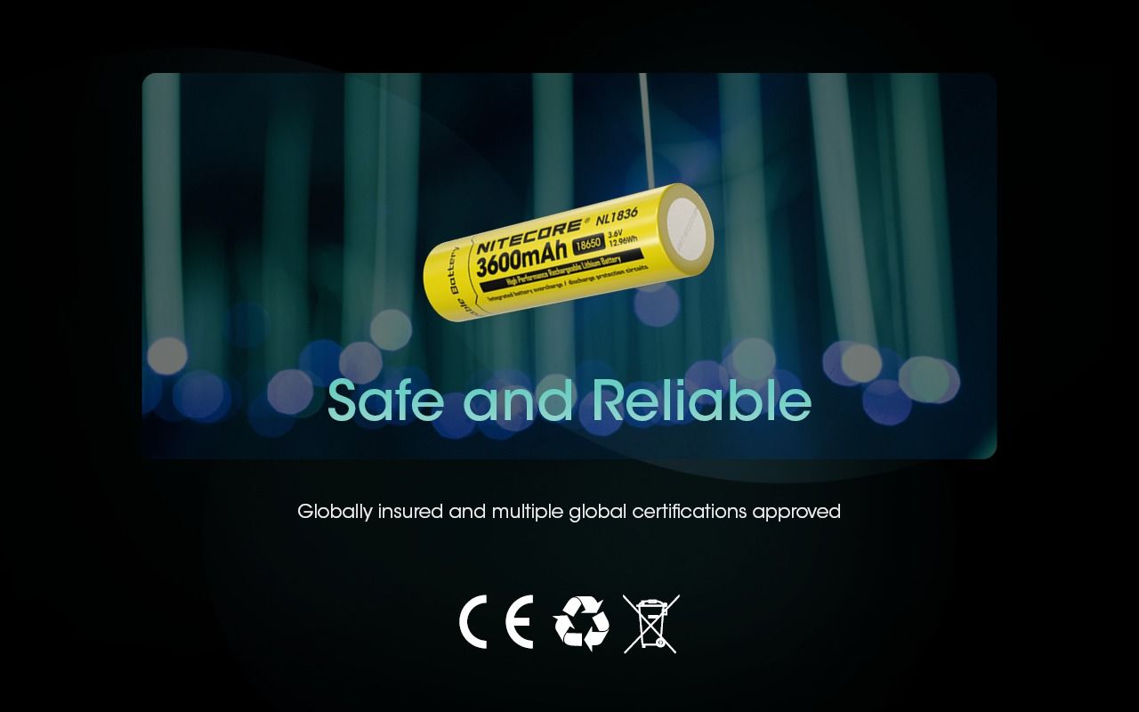 Nitecore Batteries NL1836 3.6V 3600mAh Rechargeable Battery