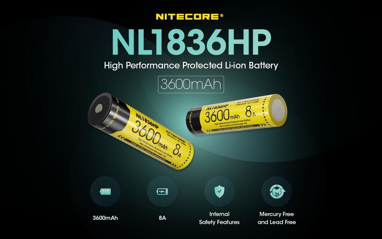Nitecore NL1836HP 3600mAh Rechargeable 18650 Battery High Performance Batteries