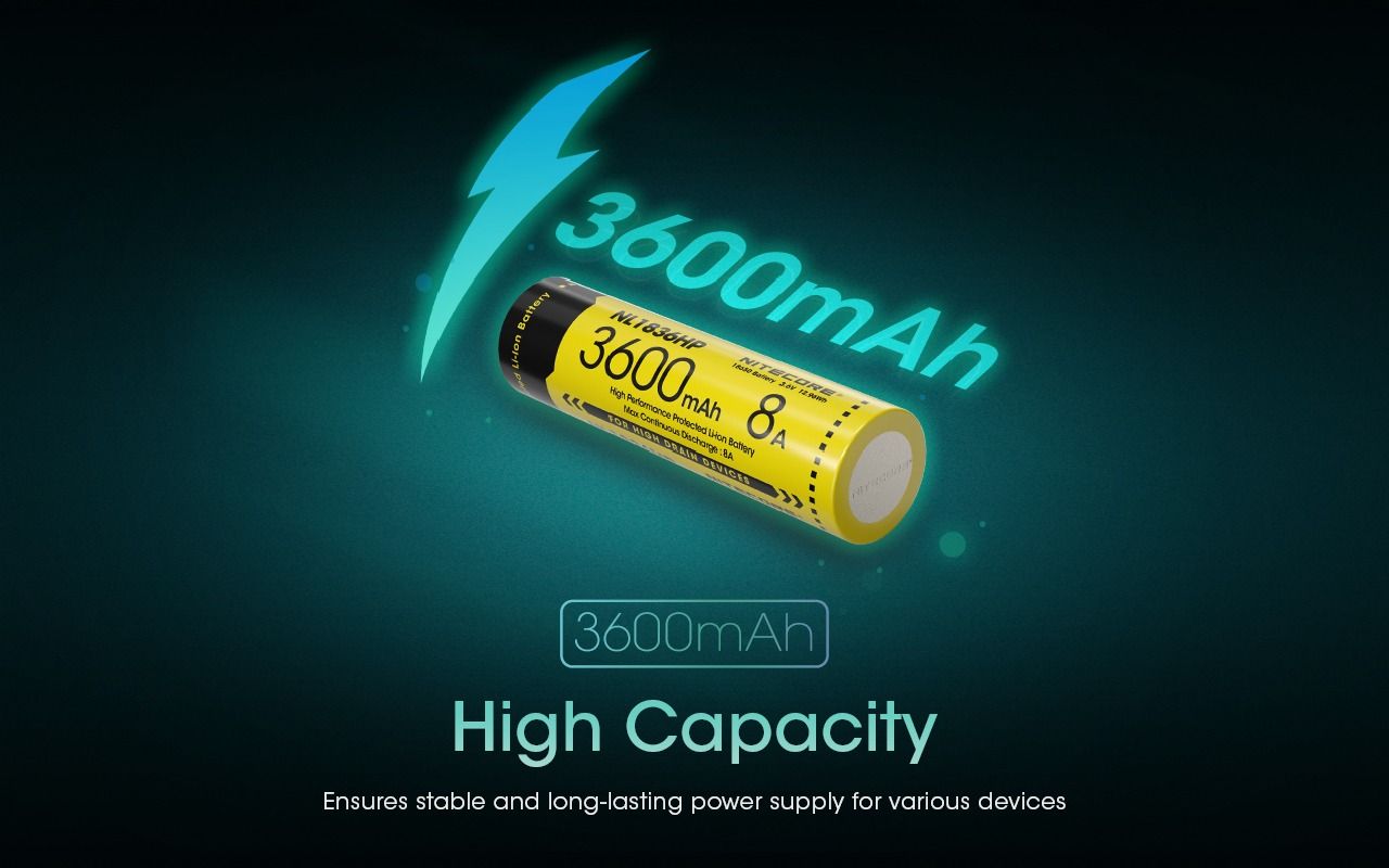Nitecore NL1836HP 3600mAh Rechargeable 18650 Battery High Performance Batteries