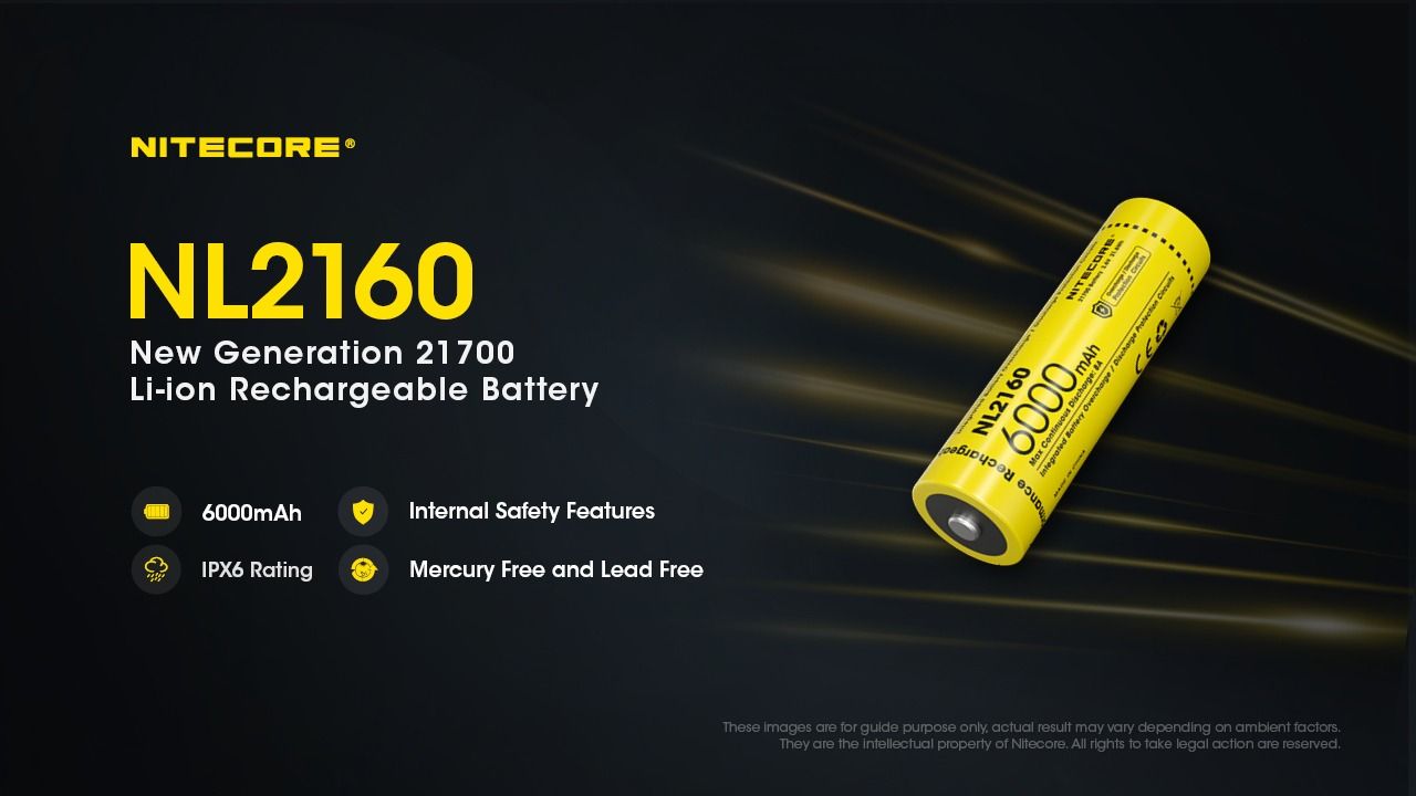 NITECORE Batteries NL2160 6000mAh 21700 Li-ion Rechargeable Battery 