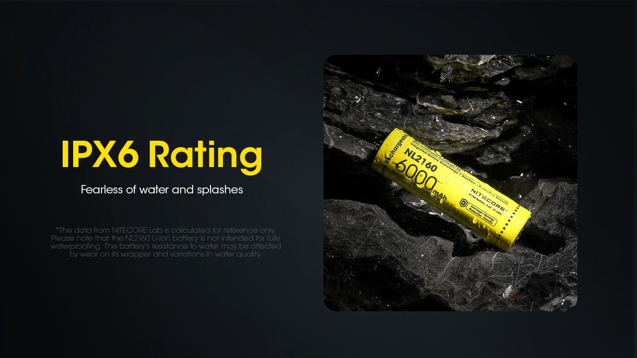 NITECORE Batteries NL2160 6000mAh 21700 Li-ion Rechargeable Battery 