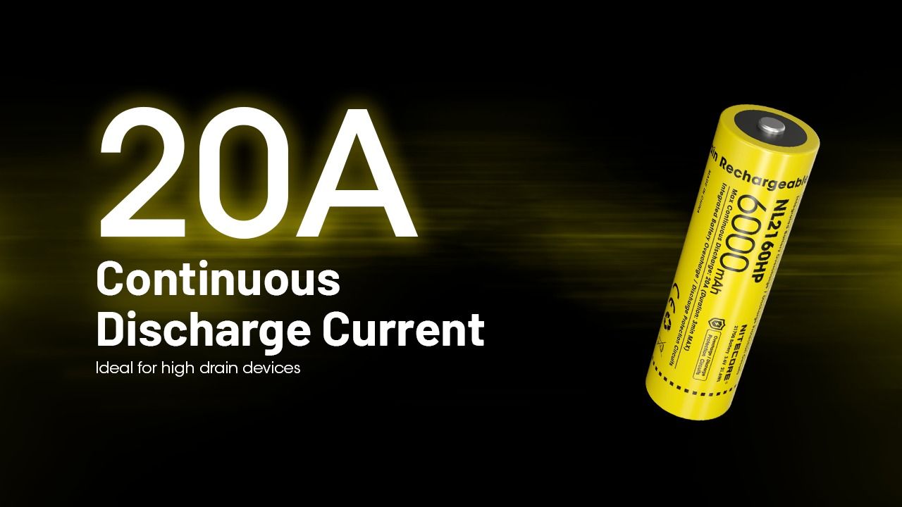 Nitecore NL2160HP 6000mAh Rechargeable 21700 Battery High Performance Batteries