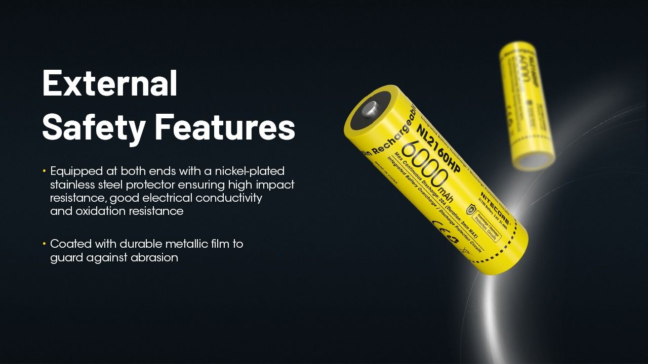 Nitecore NL2160HP 6000mAh Rechargeable 21700 Battery High Performance Batteries