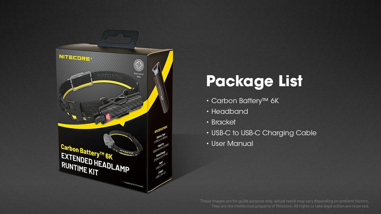Nitecore Carbon Battery 6K Kit USB-C Rechargeable Lightweight 6000mAh Waterproof Power Bank