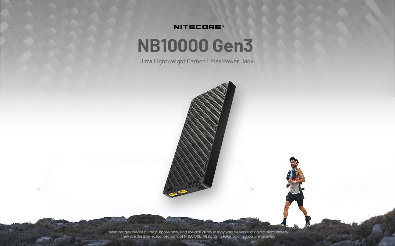 NITECORE NB10000 Gen3 Ultra Lightweight Carbon Fiber Power Bank 10000mAh Mobile Powerbank Dual USB-C 18W 22.5W Fast Charge