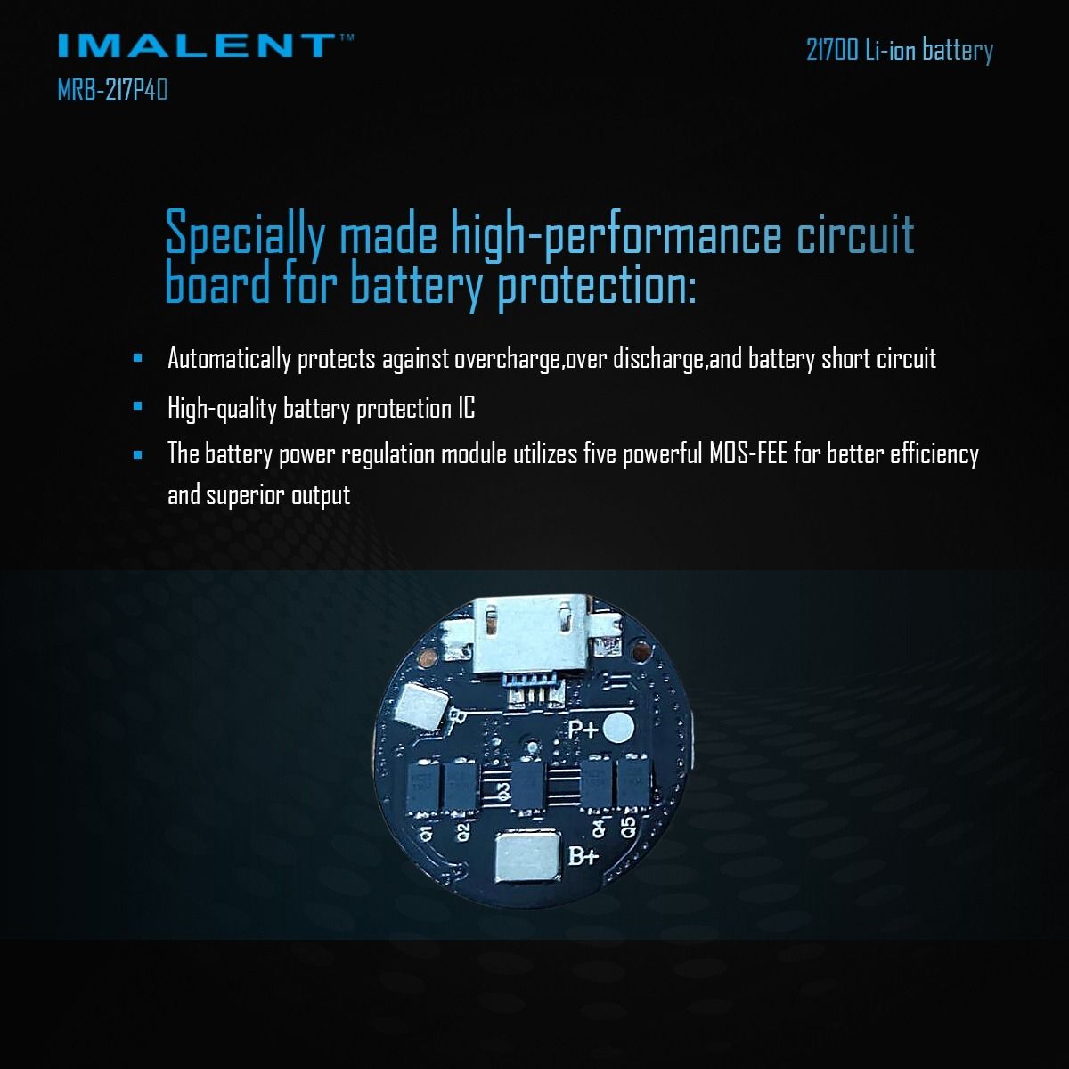 IMALENT MRB-217P40 21700 Battery 4000mAh Type-C Rechargeable High Capacity Battery