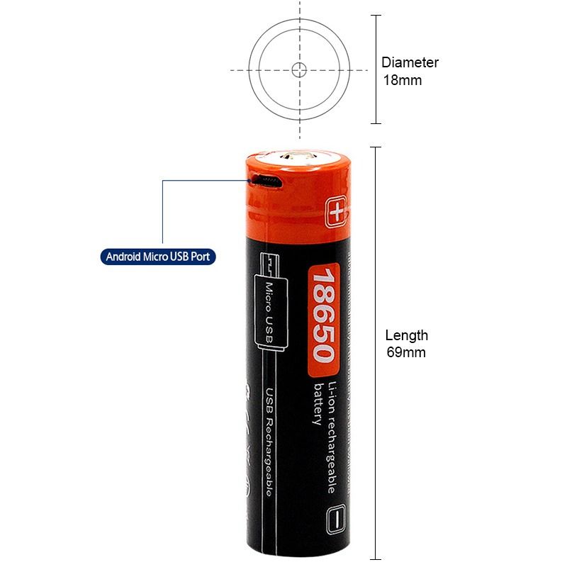 NiteBeam 18650 2600mAh 3.7V USB Rechargeable Li-ion Battery